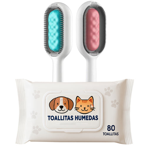 Cepillo de mascotas con toallitas humedas