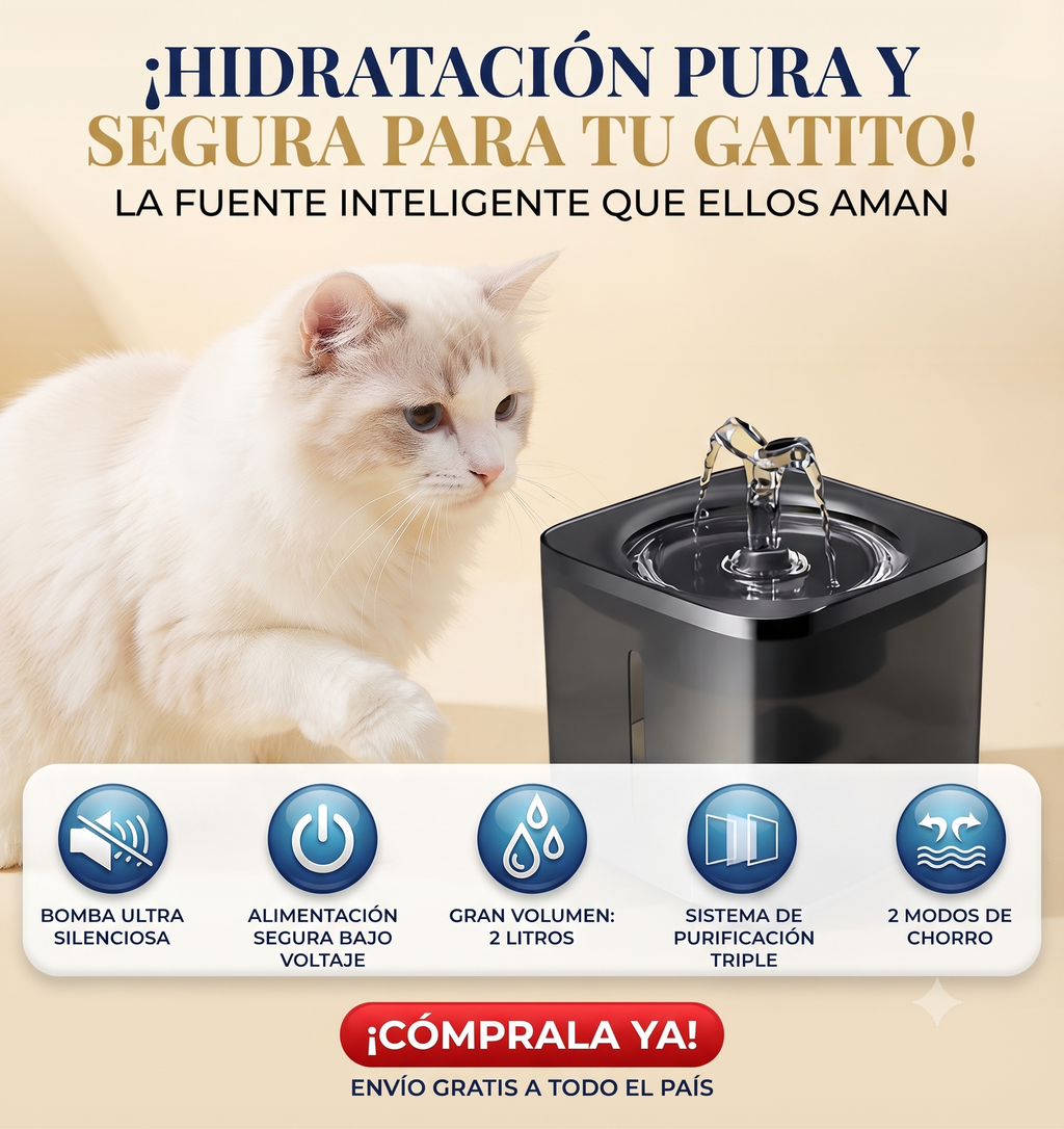 Fuente de Agua para Mascotas con Filtro