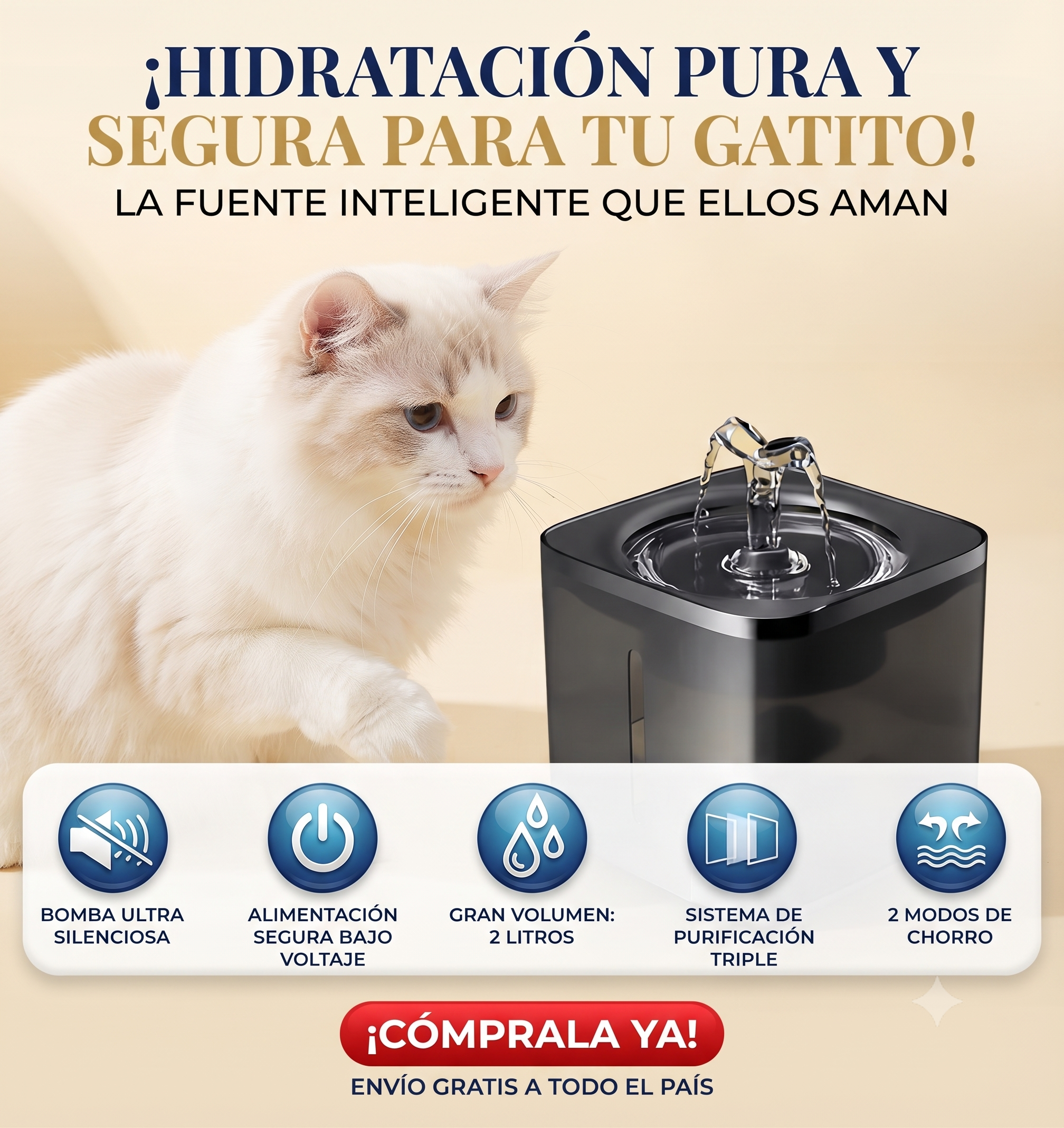 Fuente de Agua para Mascotas con Filtro